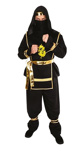p-tit-clown-ninja-kost-m-f-r-erwachsene-schwarz-gold-polyester image 7