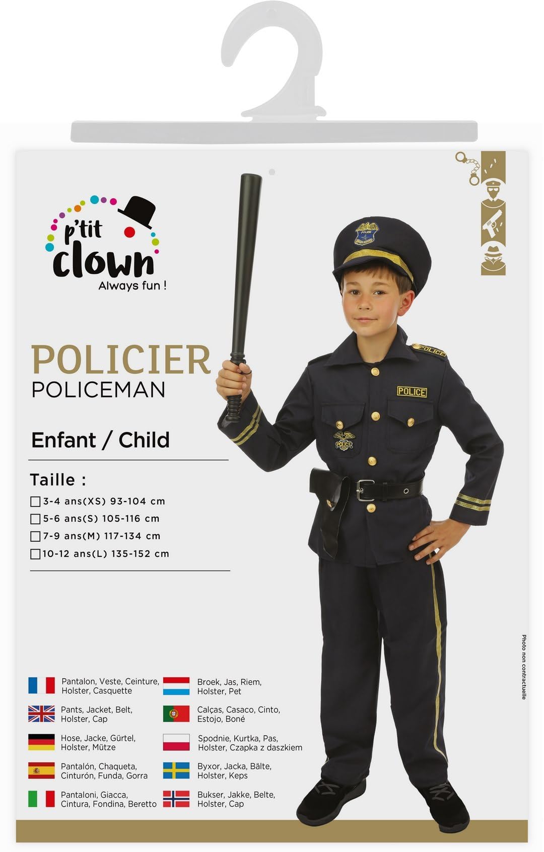 ptit-clown-polizistenkost-m-kinder-unisex-schwarz image 5