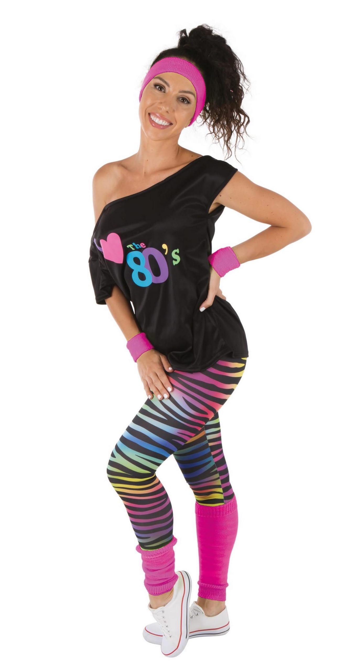 p-tit-clown-kost-m-set-80er-jahre-einheitsgr-e-leggings-neonrosa image 2