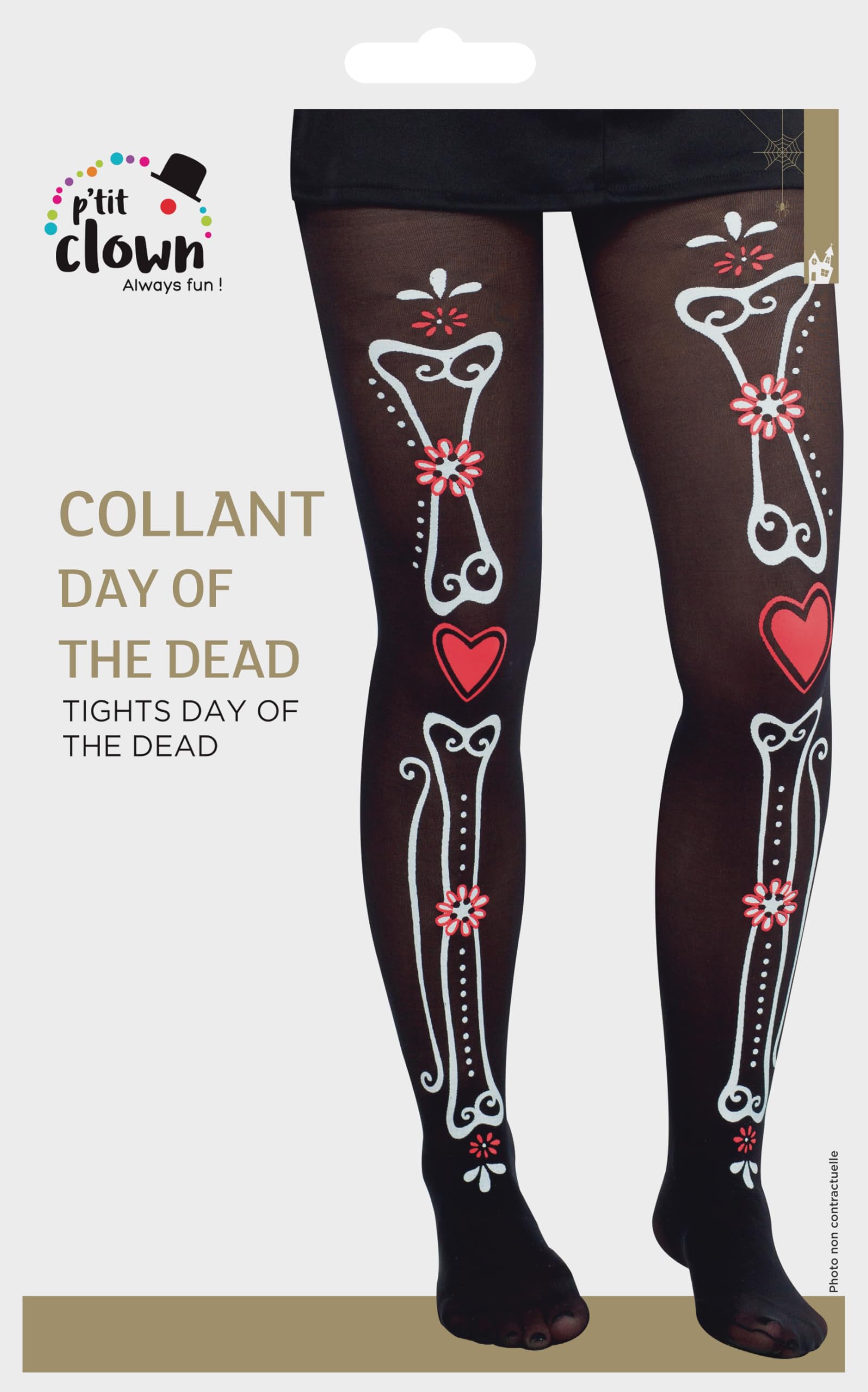 ptit-clown-skelett-strumpfhose-dia-de-los-muertos-damen-schwarz image 2