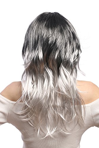 wig-me-up-dec151-p103t309-damen-per-cke-ombr-schwarz-silbergrau-lang-50-cm-geflo image 7