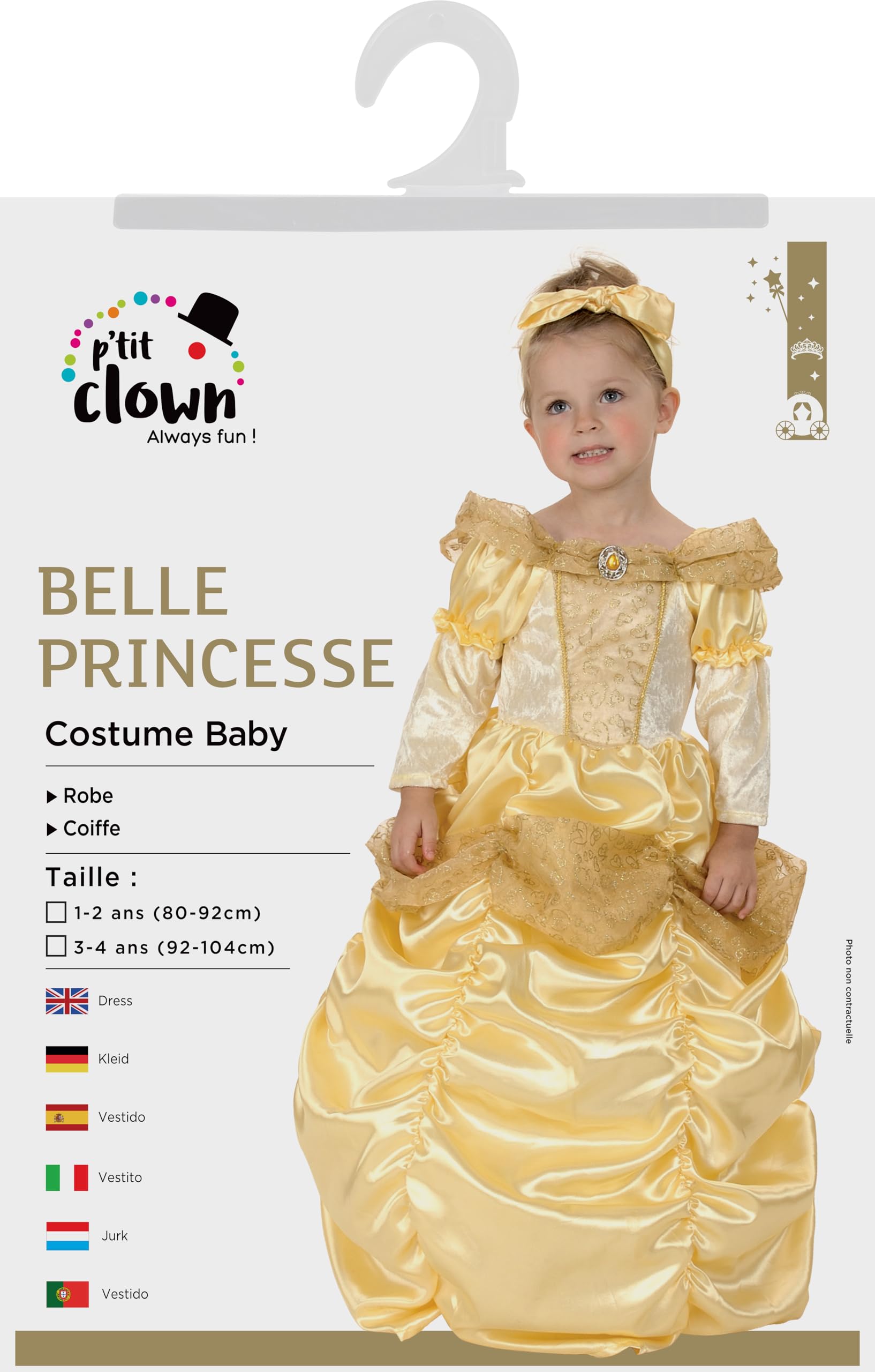 p-tit-clown-prinzessinnen-kost-m-kinder-gelb-3-4-jahre image 3