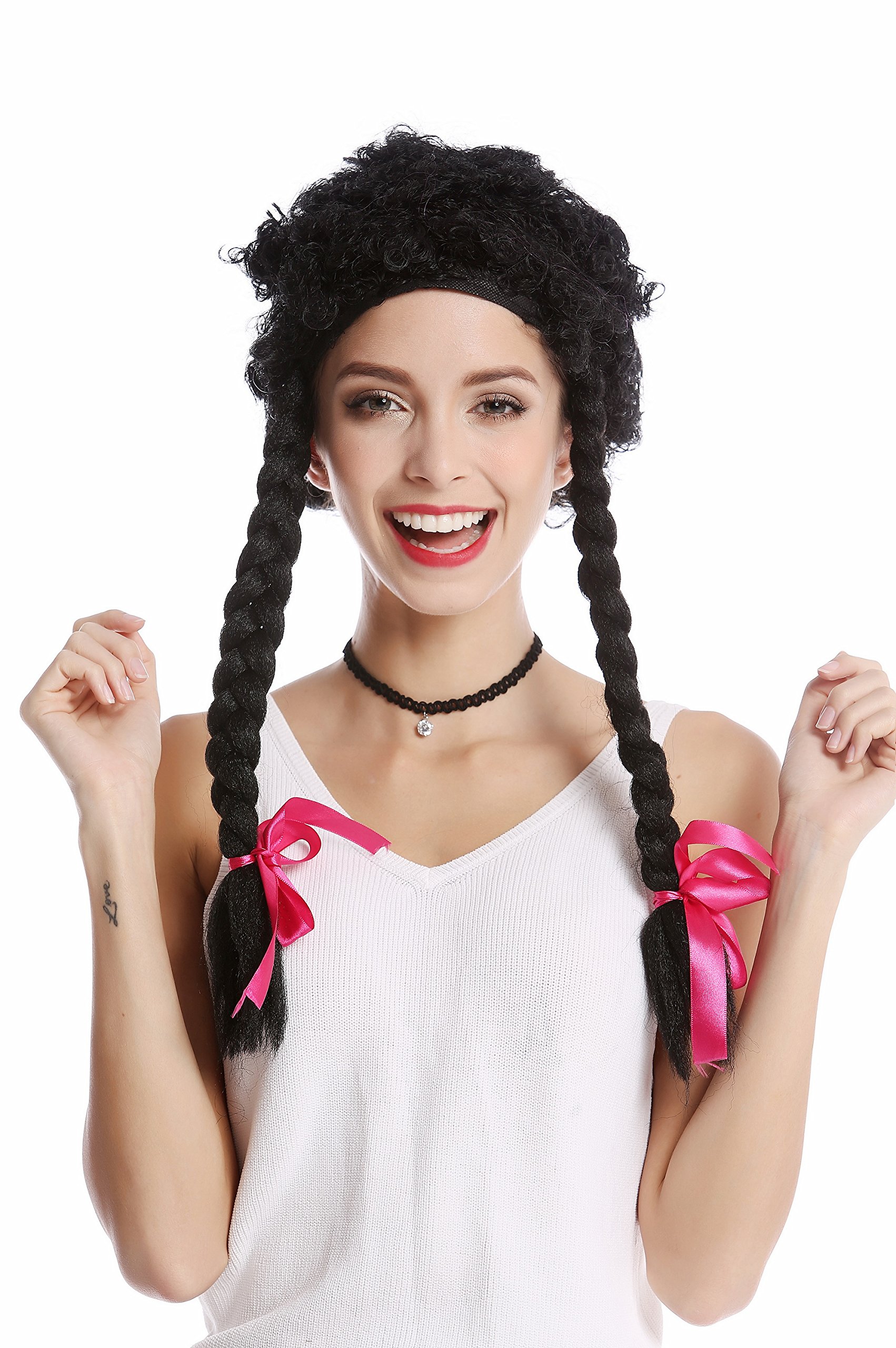 wig-me-up-785-38-damenper-cke-afro-locken-schwarz-mit-z-pfen-50-cm image 1