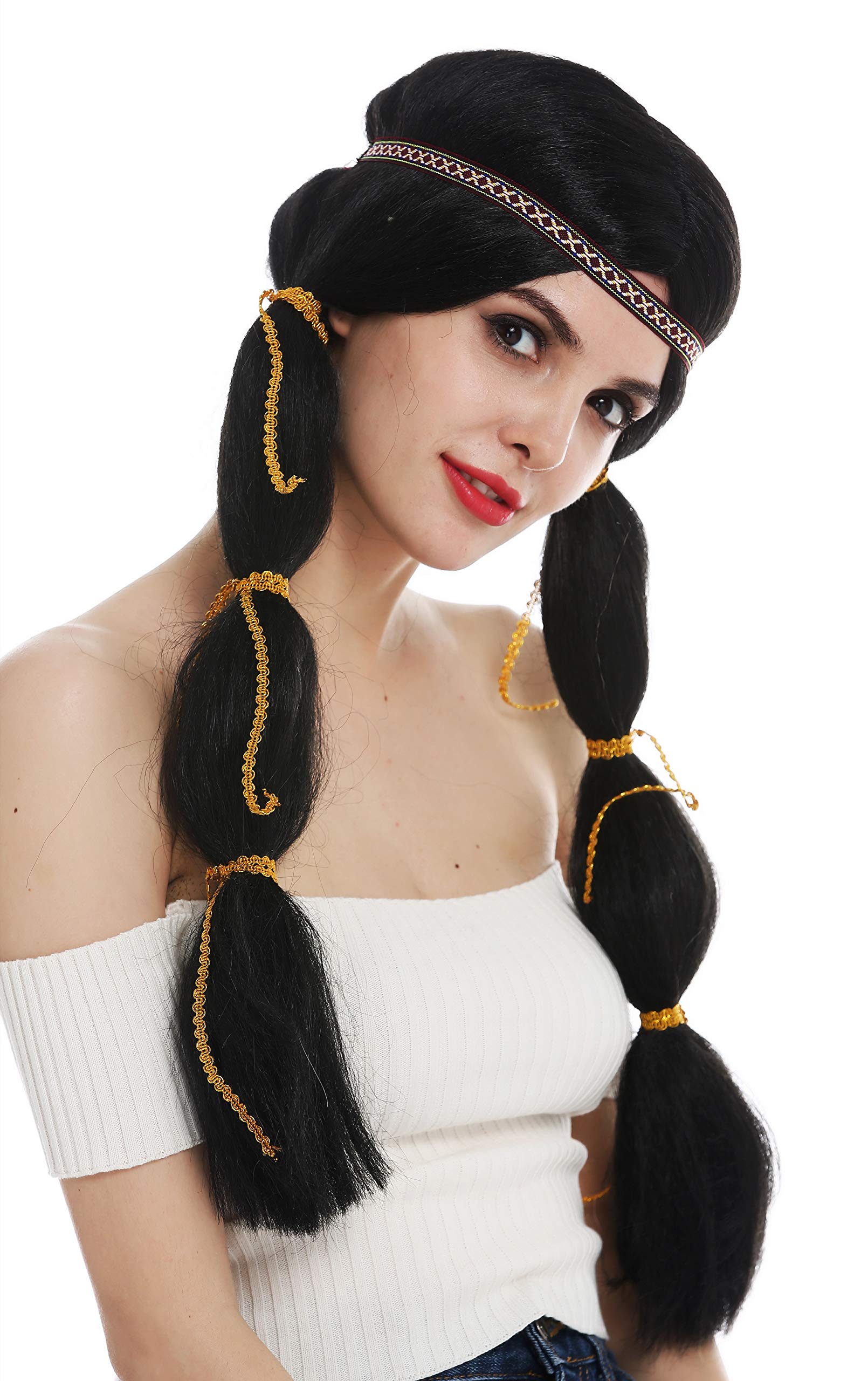 wig-me-up-sarl087-p103-damenper-cke-indianerin-lang-schwarz-mit-z-pfen-und-stirn image 1