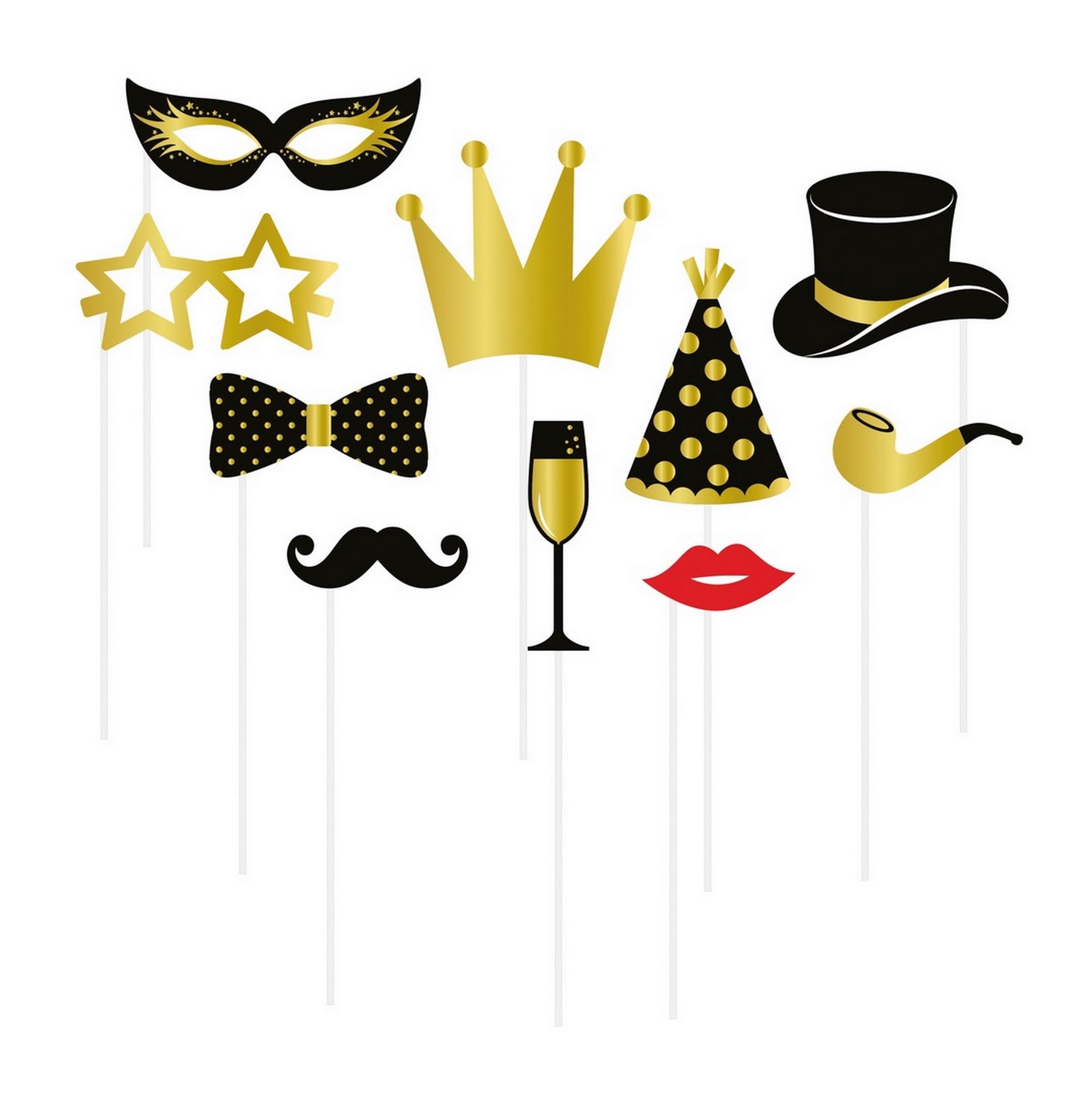 p-tit-clown-photobooth-zubeh-r-10tlg-schwarz-gold image 1