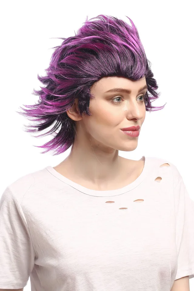 wig-me-up-91075-za51tza103-unisex-per-cke-kurz-schwarz-lila-wild image 1