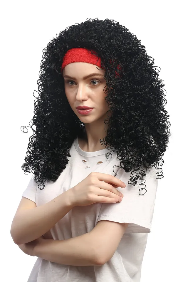 wig-me-up-91259-za103-party-per-cke-damen-latina-locken-schwarz-mit-rotem-stirnb image 1