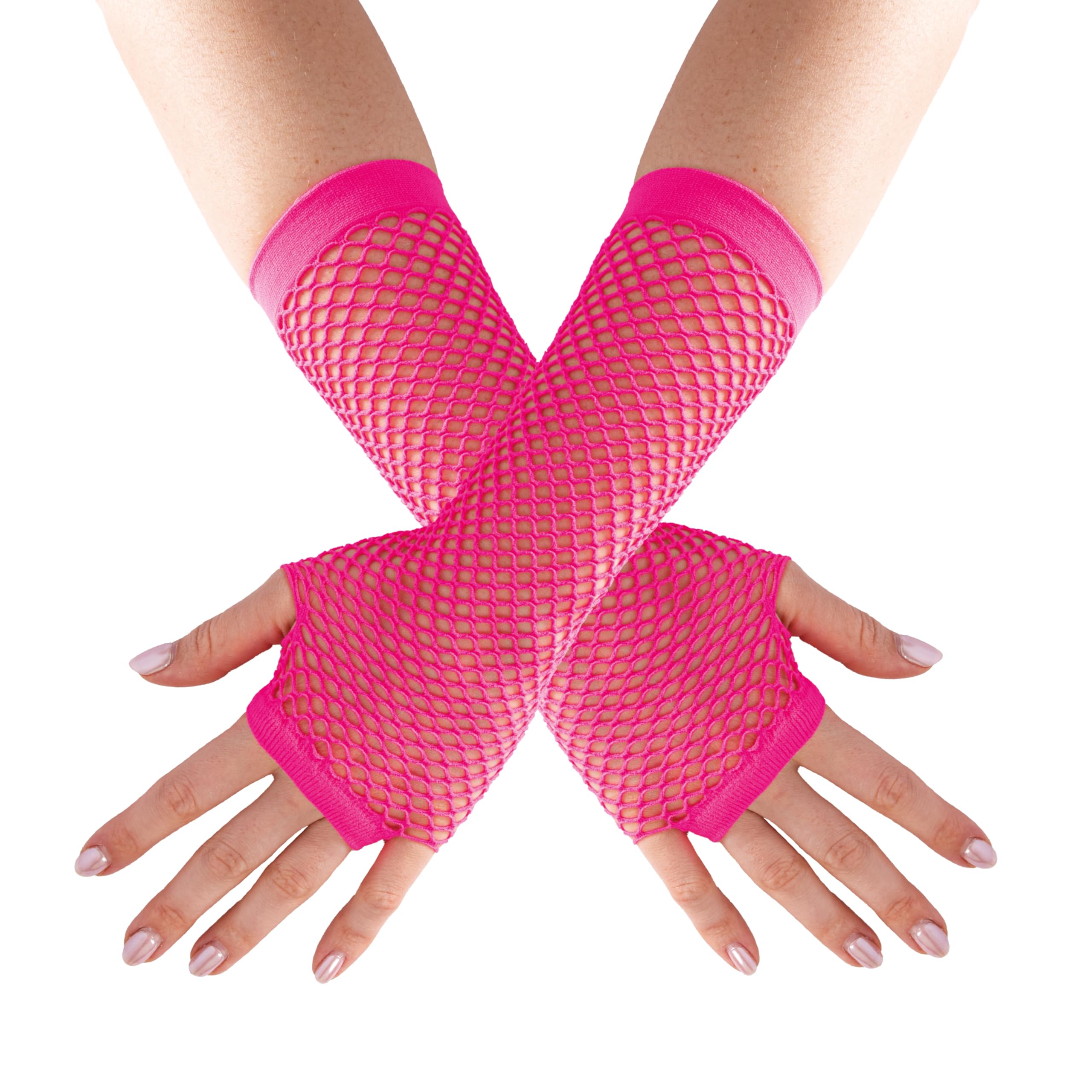 ptit-clown-fingerlose-netzhandschuhe-lang-neon-rosa-erwachsene image 1