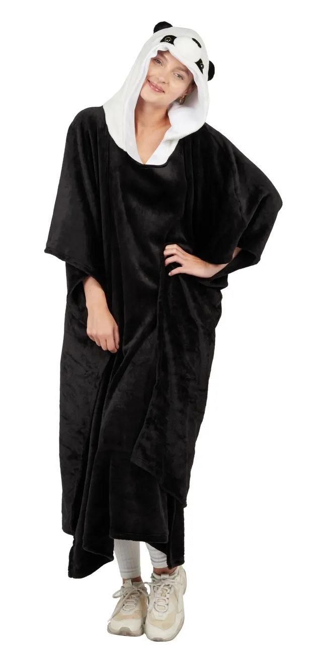 ptit-clown-panda-poncho-erwachsene-schwarz-one-size image 1