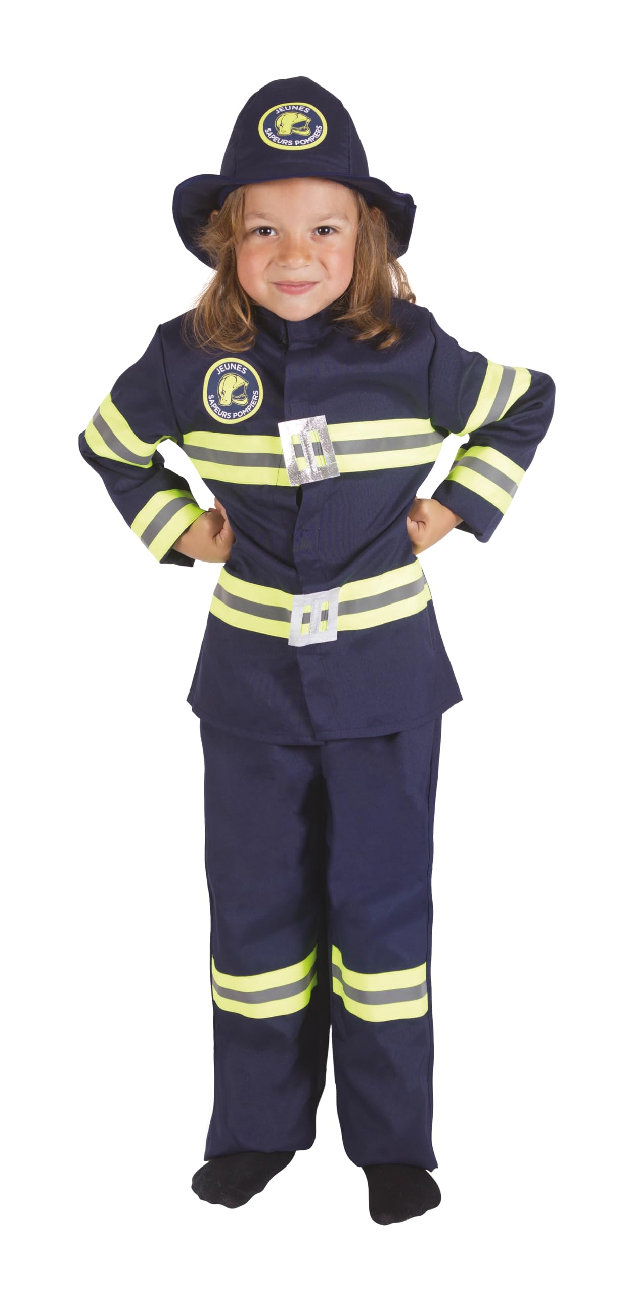 ptit-clown-feuerwehrmann-kost-m-kinder-10-12-jahre-marineblau-jacke-hose-hut image 1
