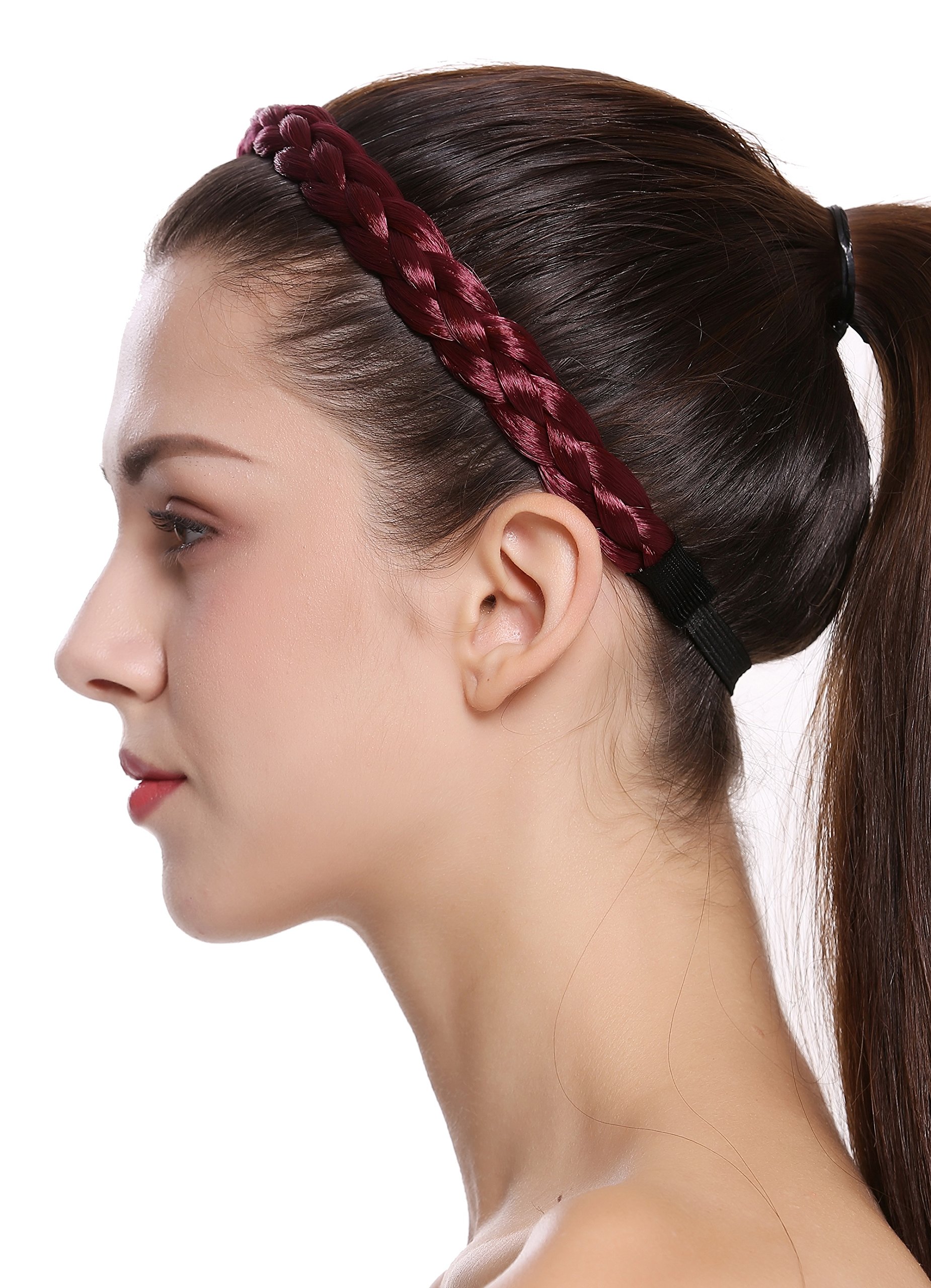 wig-me-up-cxt-006-120-haarband-haarreif-geflochten-2-cm-granatrot image 3