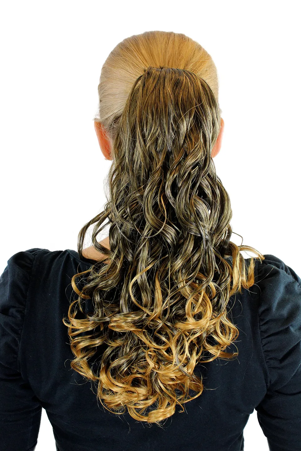 wig-me-up-jl-0022-2t16-haarteil-zopf-schwarz-blond-locken-35-cm image 1