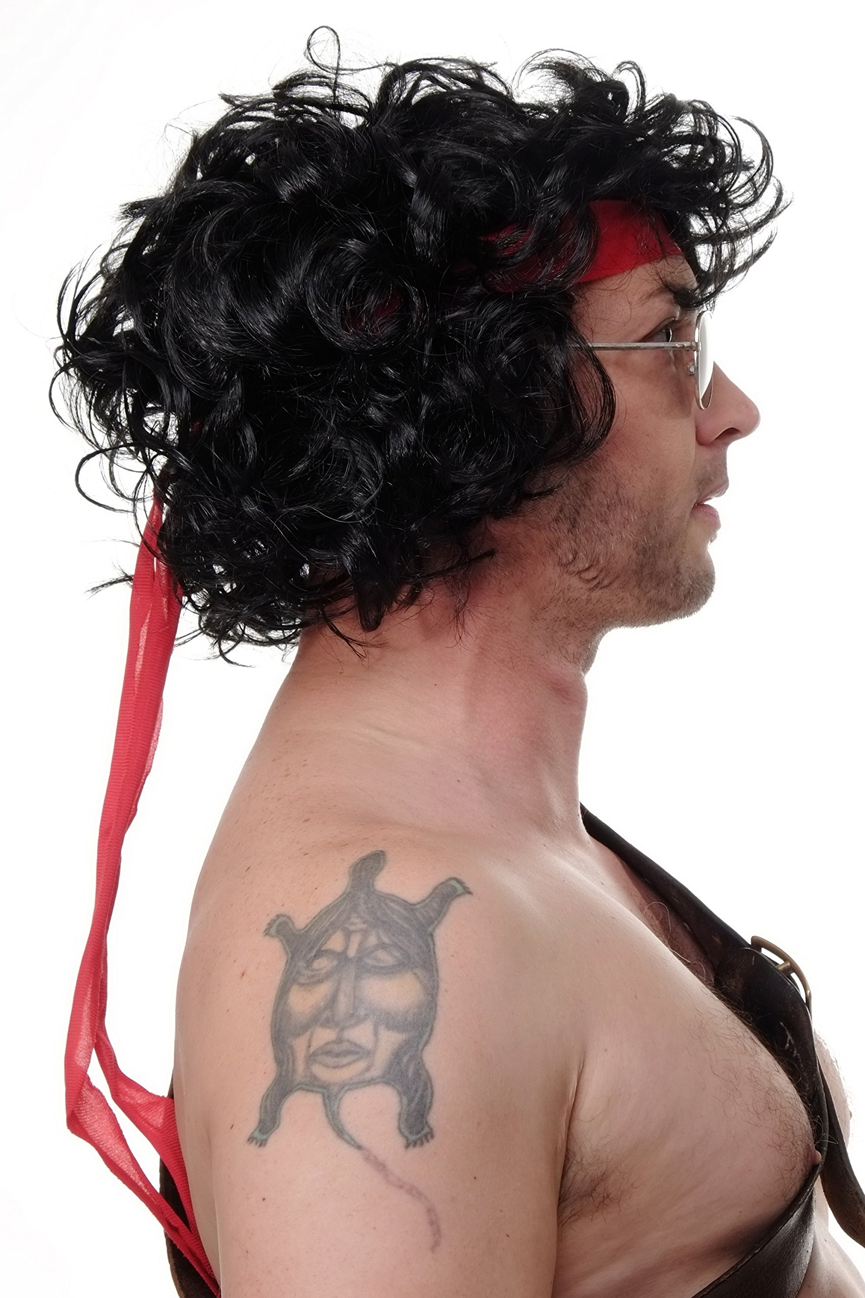 wig-me-up-3089-1-herren-per-cke-80er-locken-schwarz-mit-stirnband-25-cm image 2