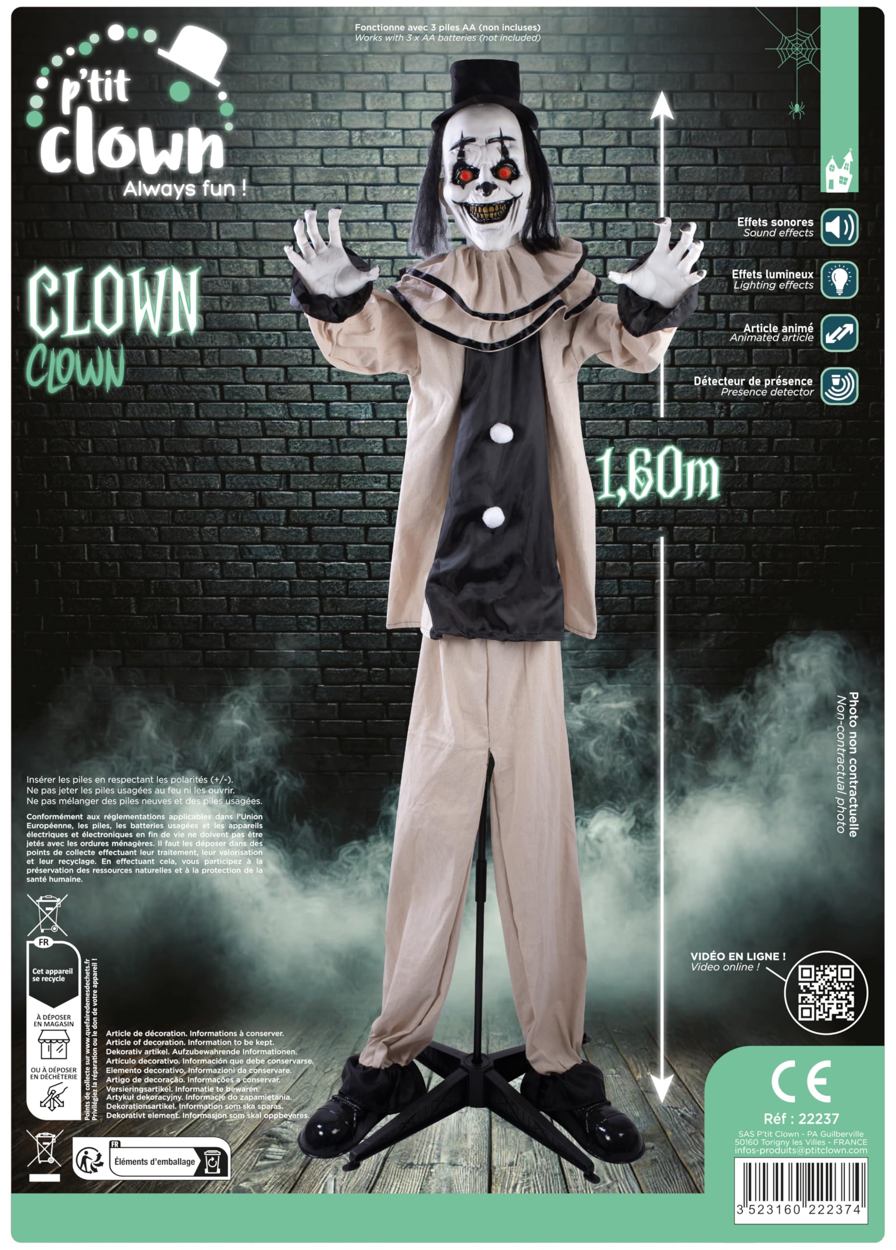 ptit-clown-22237-animierter-halloween-clown-160-cm-sound-licht-st-nder image 2