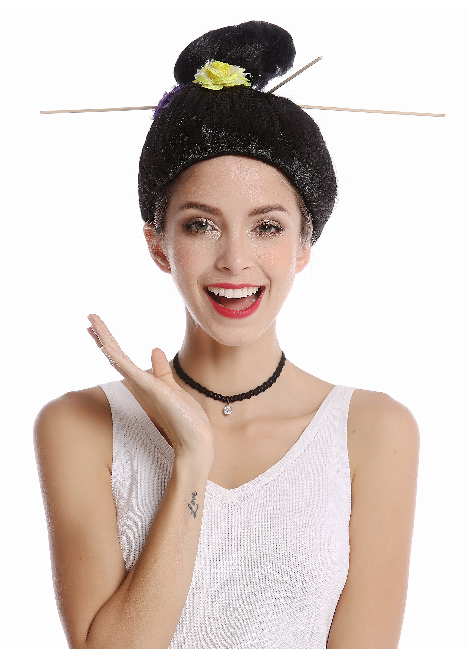 wig-me-up-wg-7022b-za103-damen-per-cke-geisha-hochsteckfrisur-schwarz-mit-haarna image 1