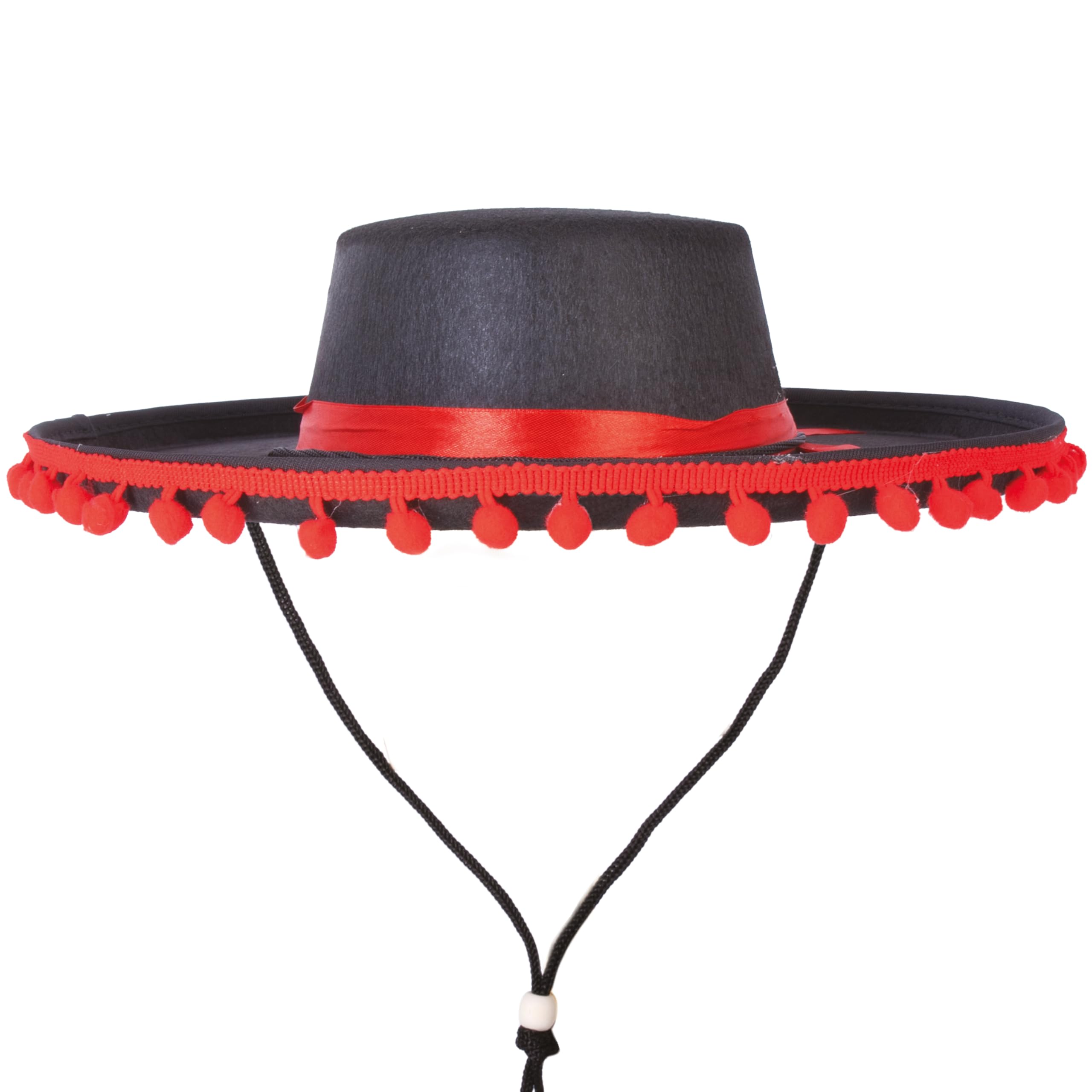 ptit-clown-75300-spanischer-filzhut-erwachsene-schwarz-rot image 1