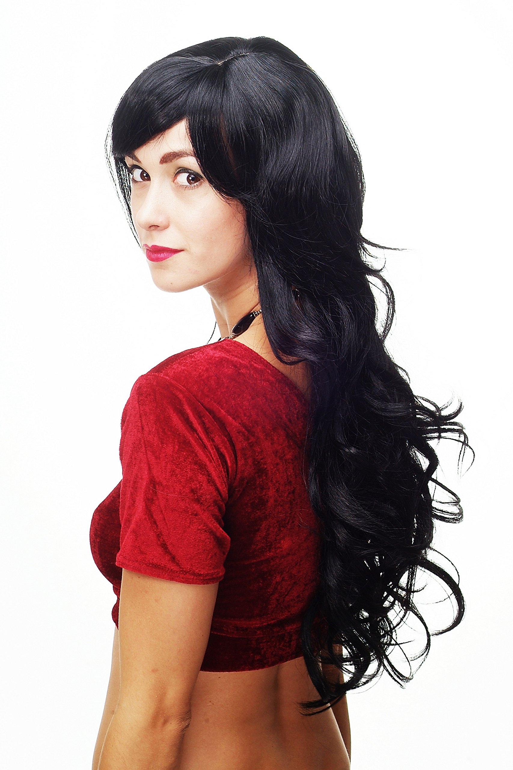 wig-me-up-per-cke-damen-schwarz-lang-lockig-wellig-70-cm-mit-pony image 2