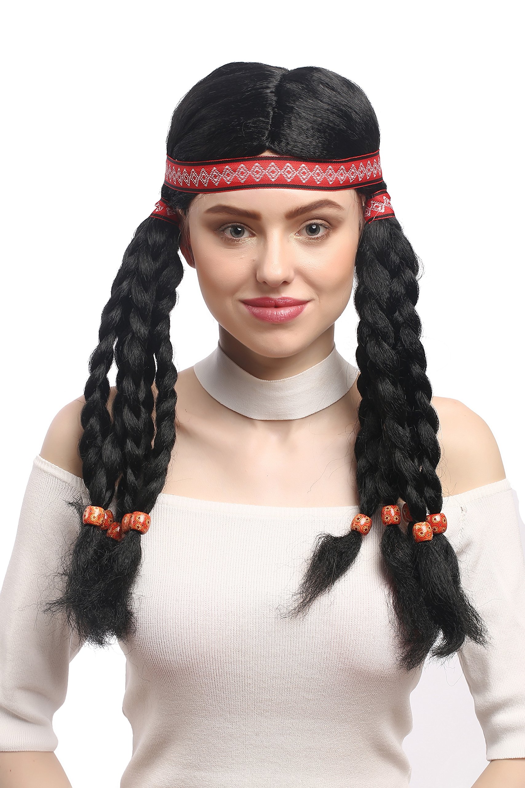 wig-me-up-w-12841-p103-party-per-cke-damen-indianerin-hippie-10-z-pfe-schwarz-50 image 1