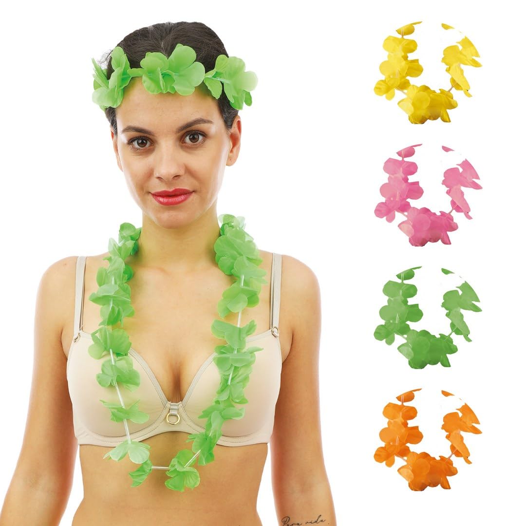 p-tit-clown-hawaii-kette-fluo-neon-blumenkette-zuf-llige-farbe image 1