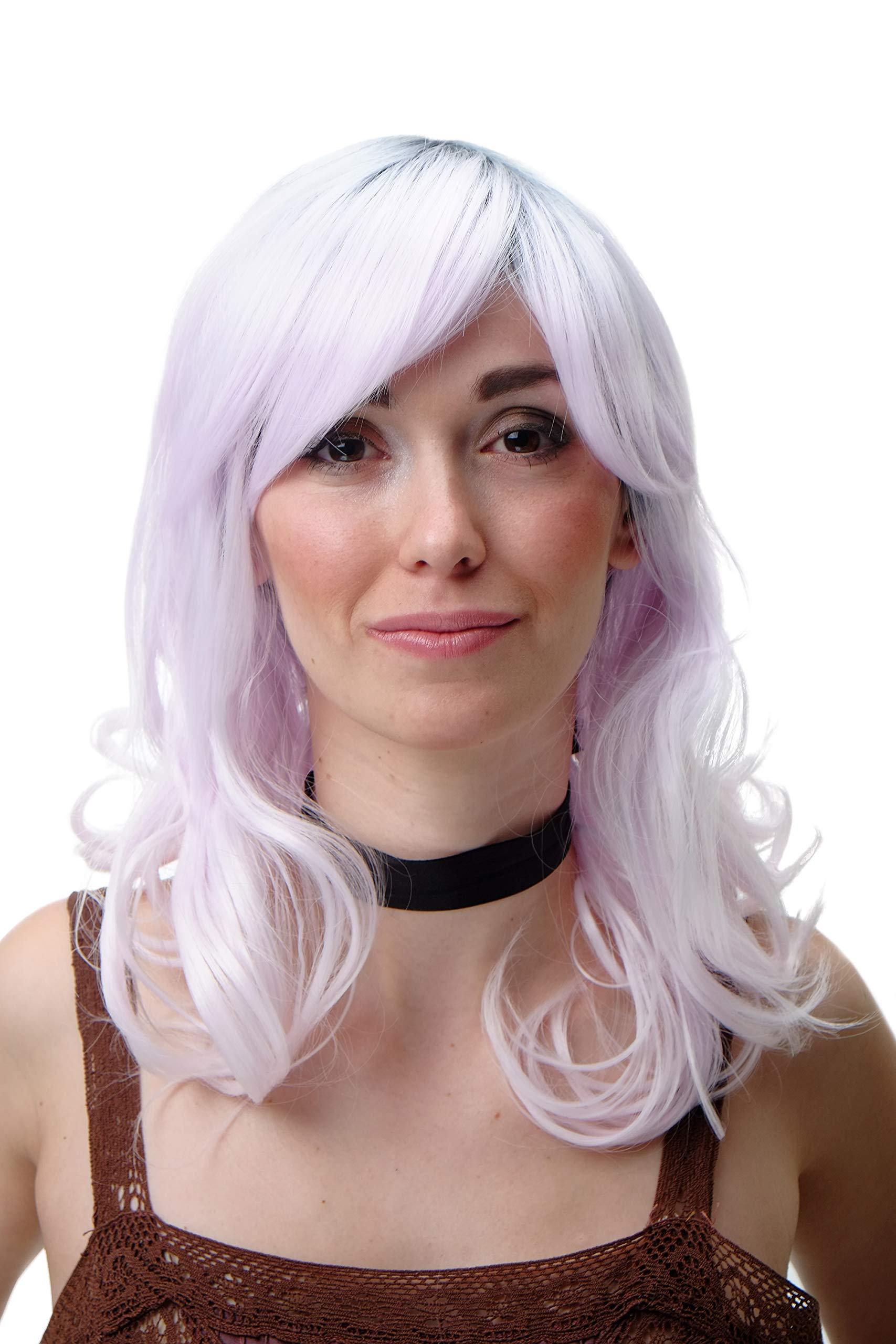 wig-me-up-yzf-7325-1001-damen-cosplay-per-cke-rosa-grau-locken-45-cm image 1