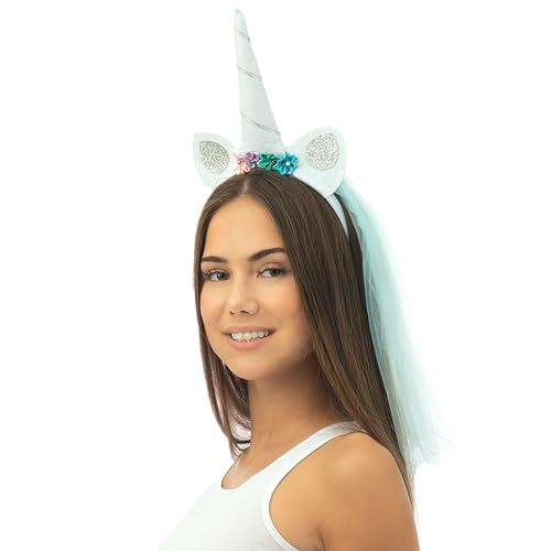 ptit-clown-einhorn-haarreif-wei-mit-regenbogenschleier image 8