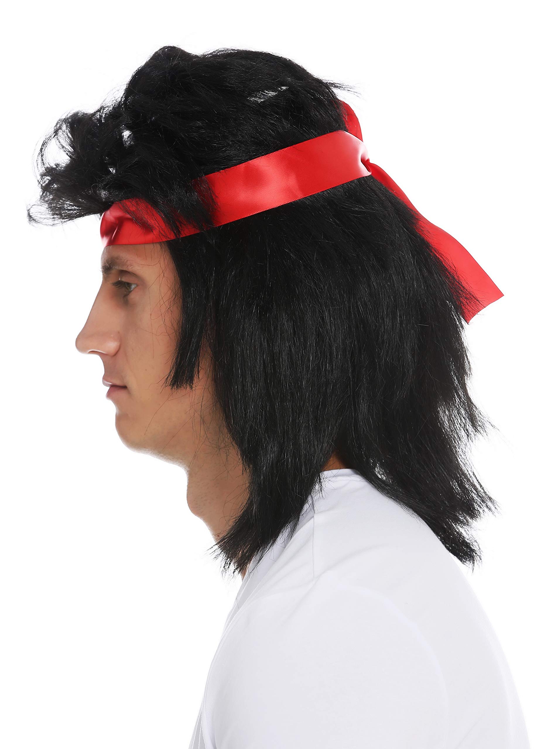 wig-me-up-sarl001-p103-herren-per-cke-schwarz-lang-vokuhila-mit-stirnband-80s-ca image 3