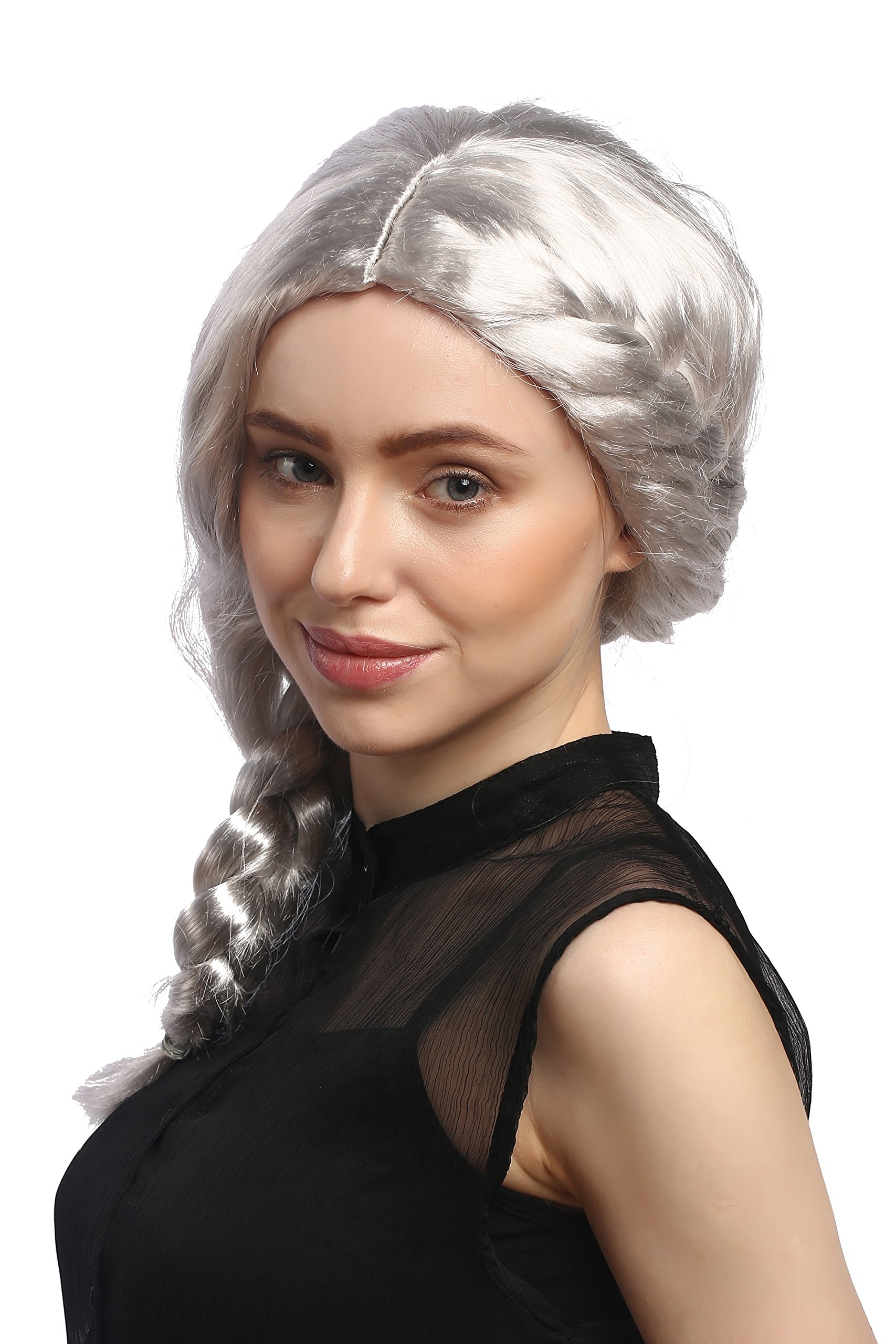 wig-me-up-08050a-p309-party-per-cke-damen-feenzopf-silbergrau-geflochten-50-cm image 2