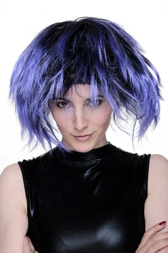 wig-me-up-punk-per-cke-blau-schwarz-80er-disco-party-per-cke image 1