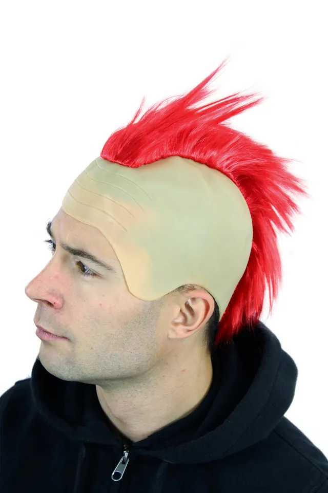 wig-me-up-4201-pc13-per-cke-punk-roter-iro-mohawk-auf-glatze image 1