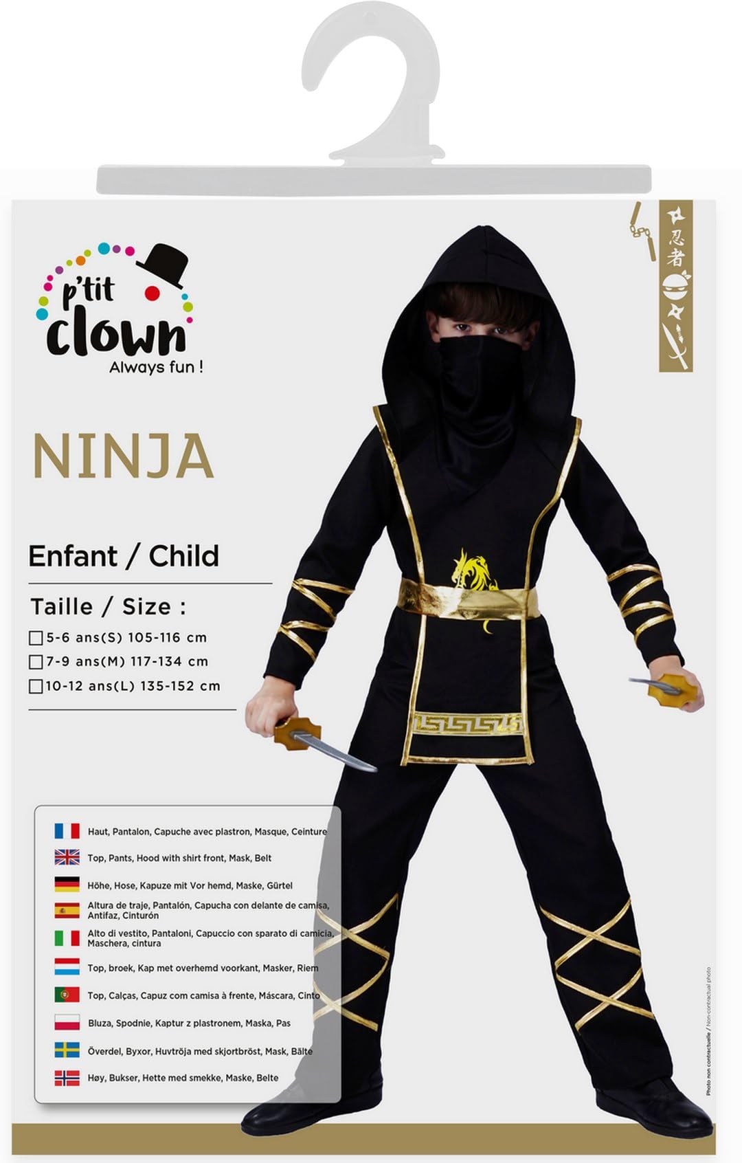ptit-clown-ninja-kost-m-f-r-kinder-unisex-jungen-m-dchen image 3