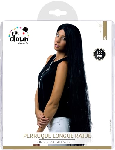 ptit-clown-damen-per-cke-lang-glatt-schwarz-100-cm-hexe-morticia image 5