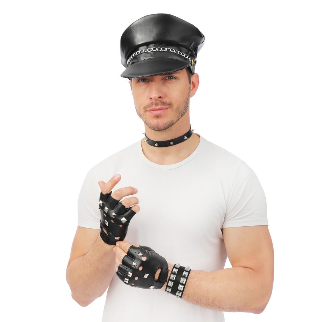 ptit-clown-18400-punk-halskette-schwarz-kunstleder-mit-nieten image 3