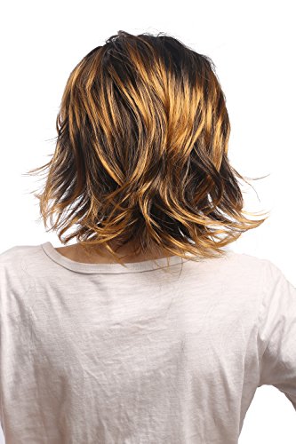 wig-me-up-6046-p27tp1-damen-party-per-cke-kurz-braun-blond-mittelscheitel-35-cm image 8