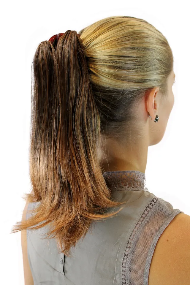 wig-me-up-jl-0043-haarteil-zopf-glatt-30-cm-braun-mix-2t30-mit-butterfly-klammer image 1