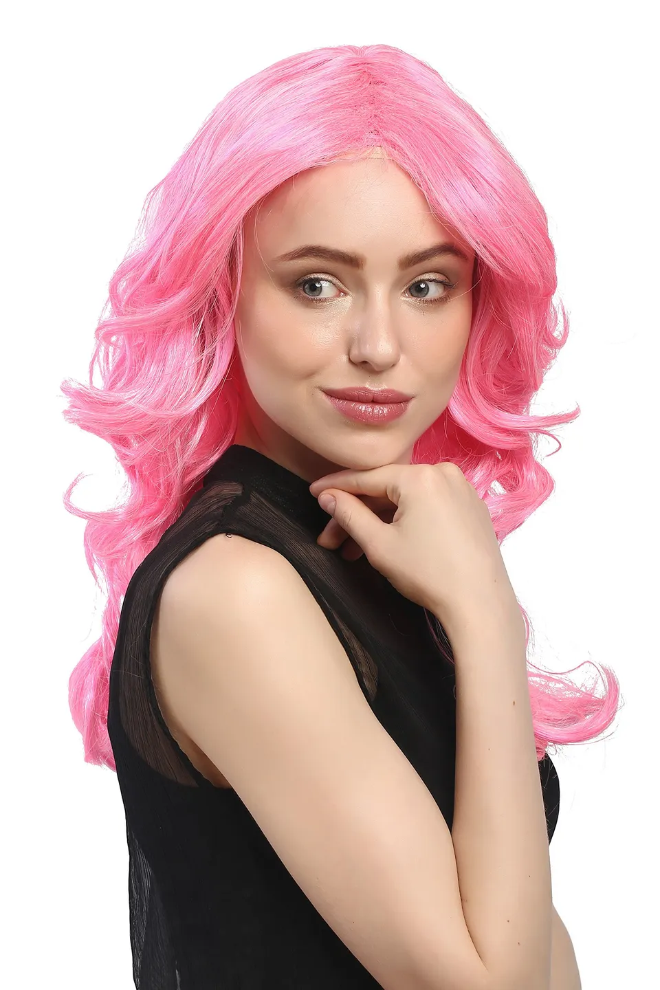 wig-me-up-91260-party-per-cke-diva-volumen-pink-rosa-50-cm image 1