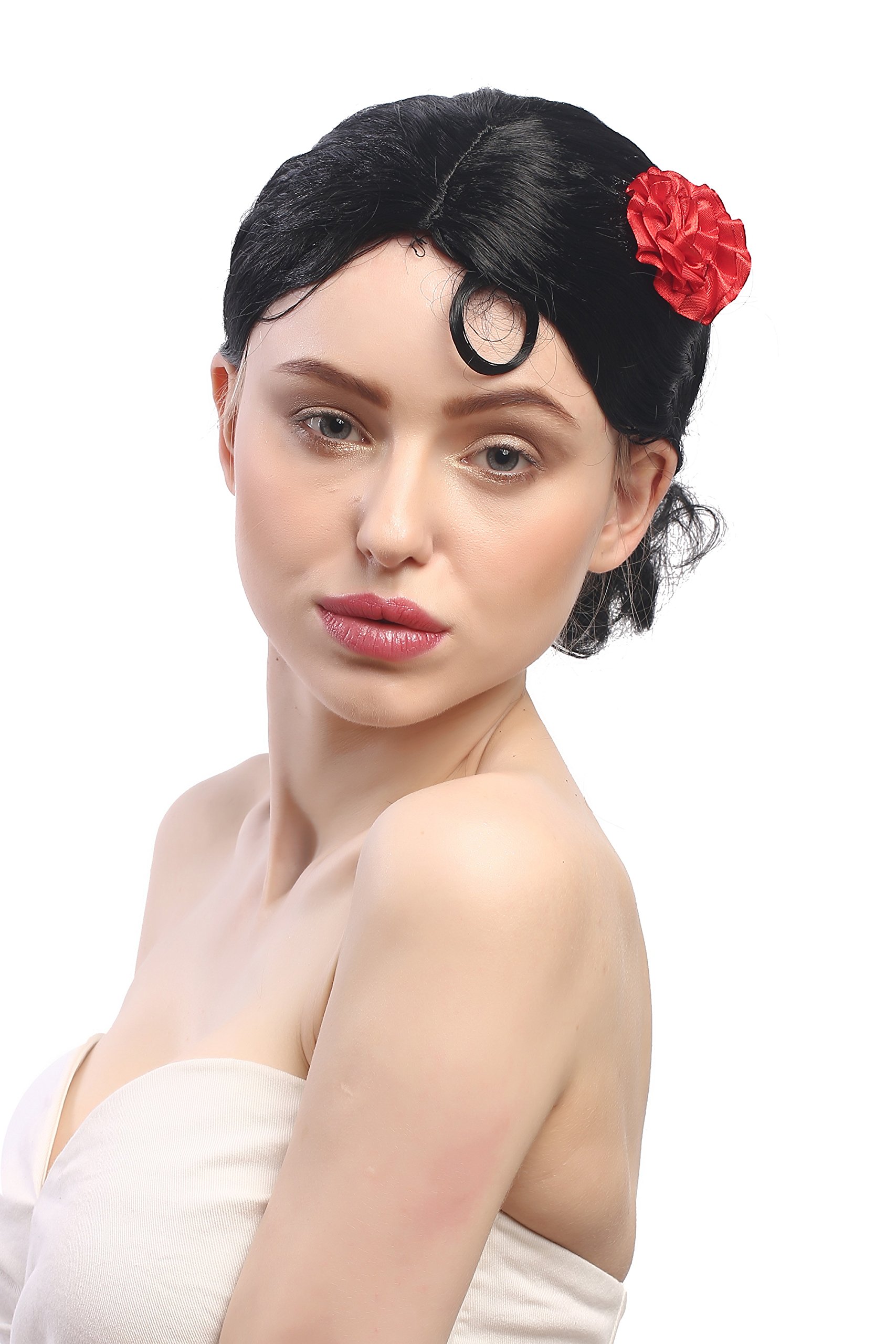 wig-me-up-0036-za103-carmen-per-cke-schwarz-mit-rose-30-cm image 2