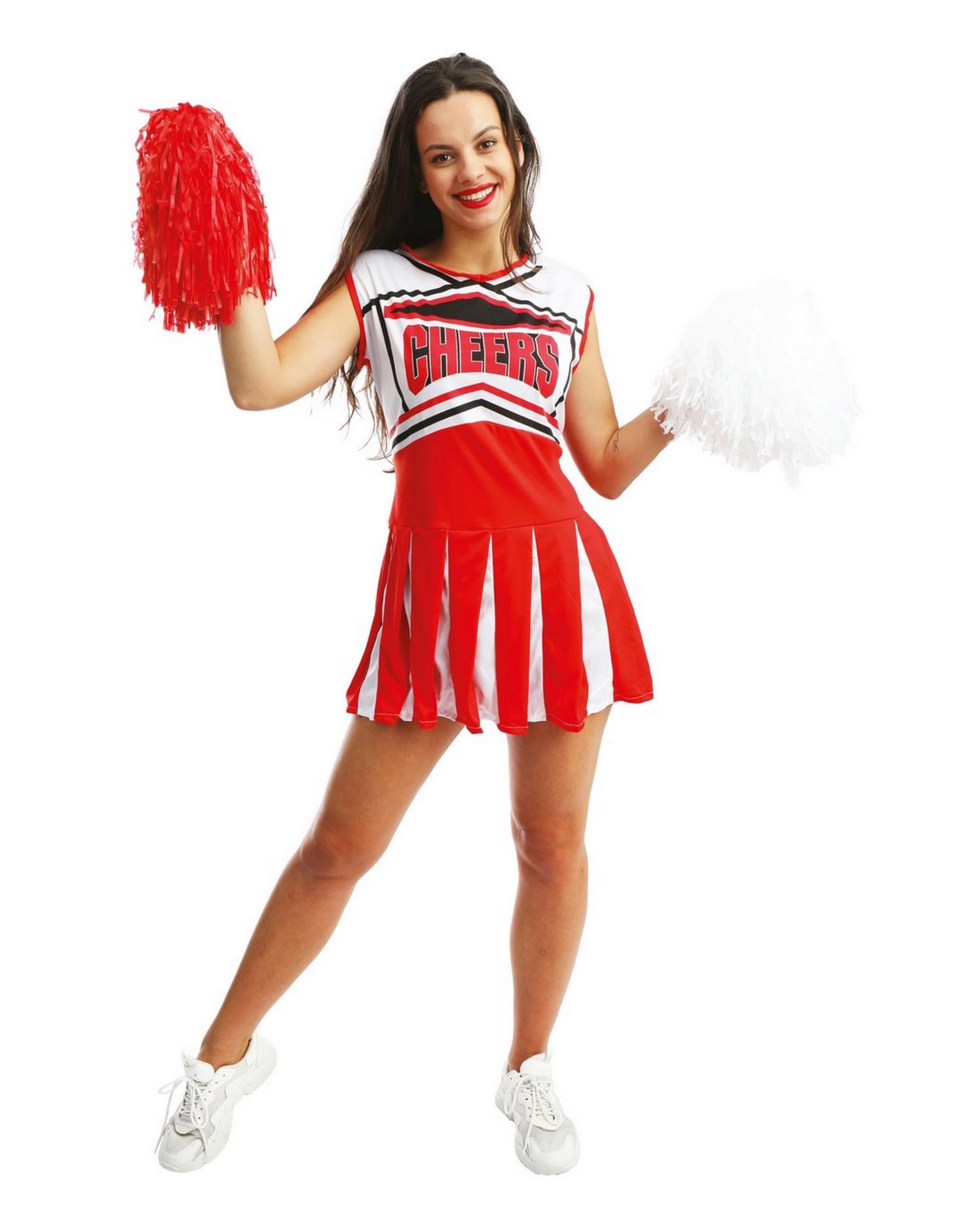 ptit-clown-pompom-girl-cheerleader-kost-m-damen-rot-wei image 1