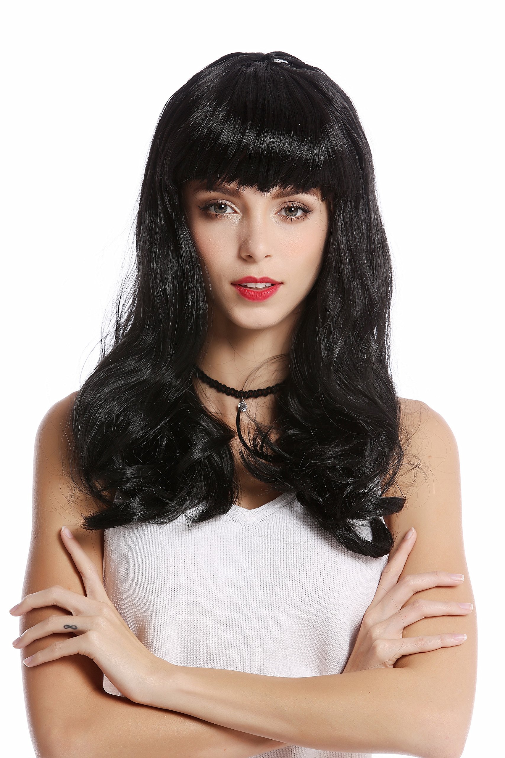 wig-me-up-90649-za103-damen-per-cke-lang-schwarz-mit-pony-pin-up image 1
