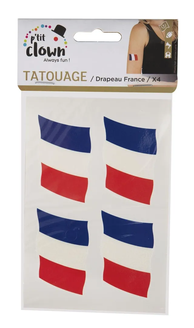 ptitclown-tatouage-drapeau-france-tattoo-lot-de-4 image 1