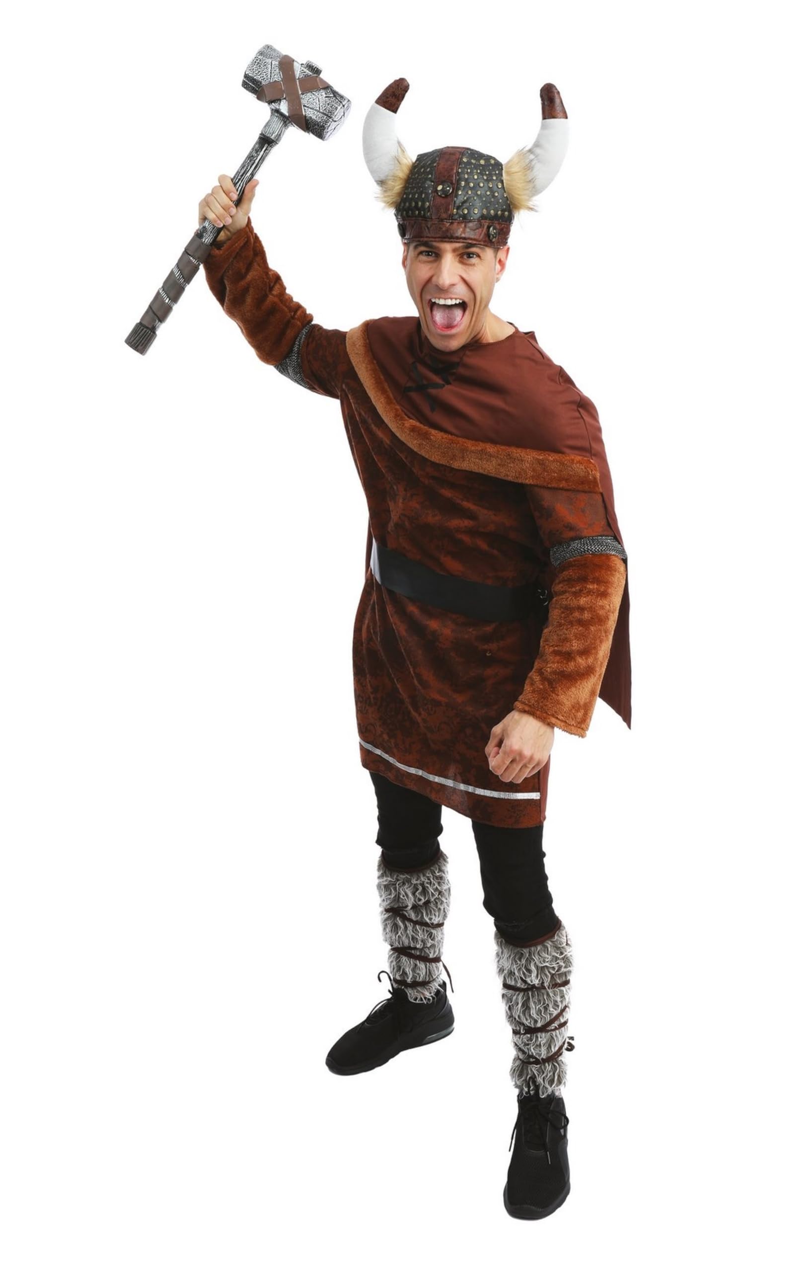 ptit-clown-wikingerhelm-braun-mit-h-rnern-und-haaren-f-r-erwachsene image 5