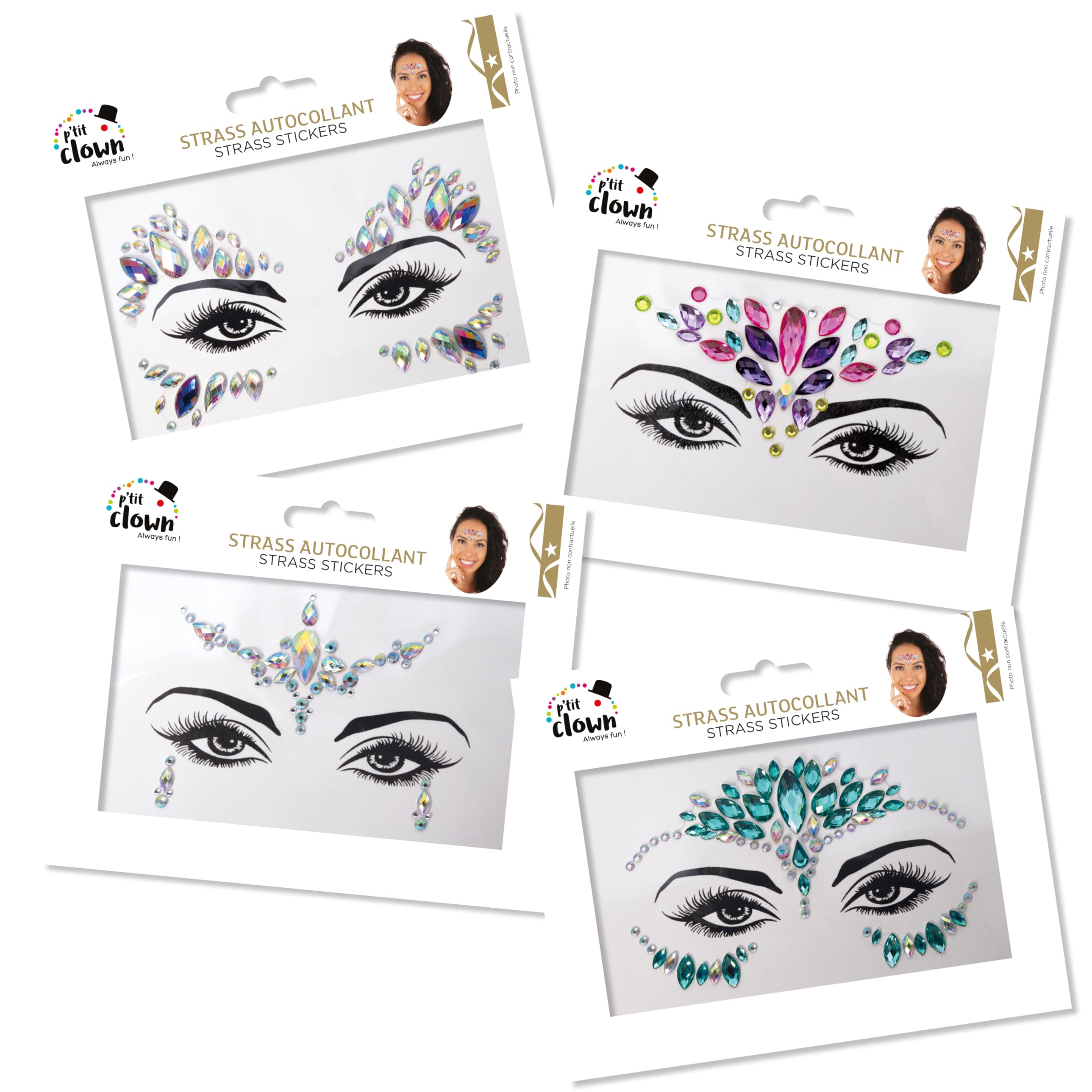 ptit-clown-strass-sticker-gesicht-selbstklebend-modell-zuf-llig image 4
