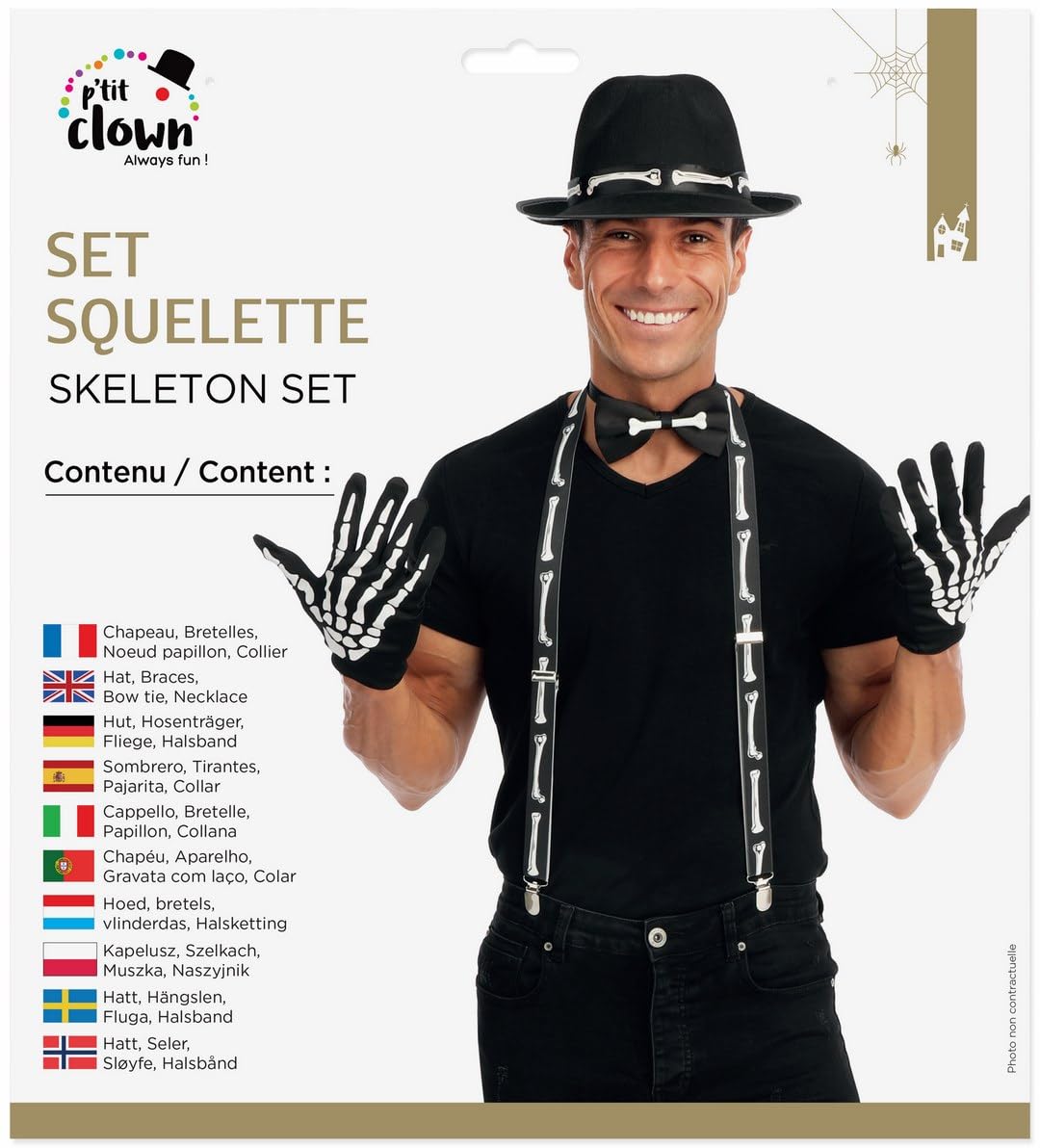p-tit-clown-skelett-set-erwachsene-handschuhe-hut-fliege-hosentr-ger image 4