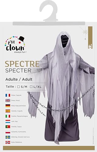 ptit-clown-spectre-geist-kost-m-f-r-erwachsene-grau-wei-mit-sturmhaube image 7