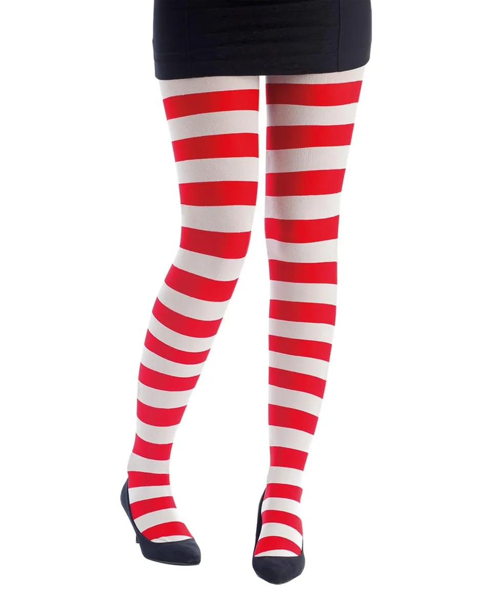 p-tit-clown-blickdichte-damen-strumpfhose-gestreift-wei-rot-einheitsgr-e image 1