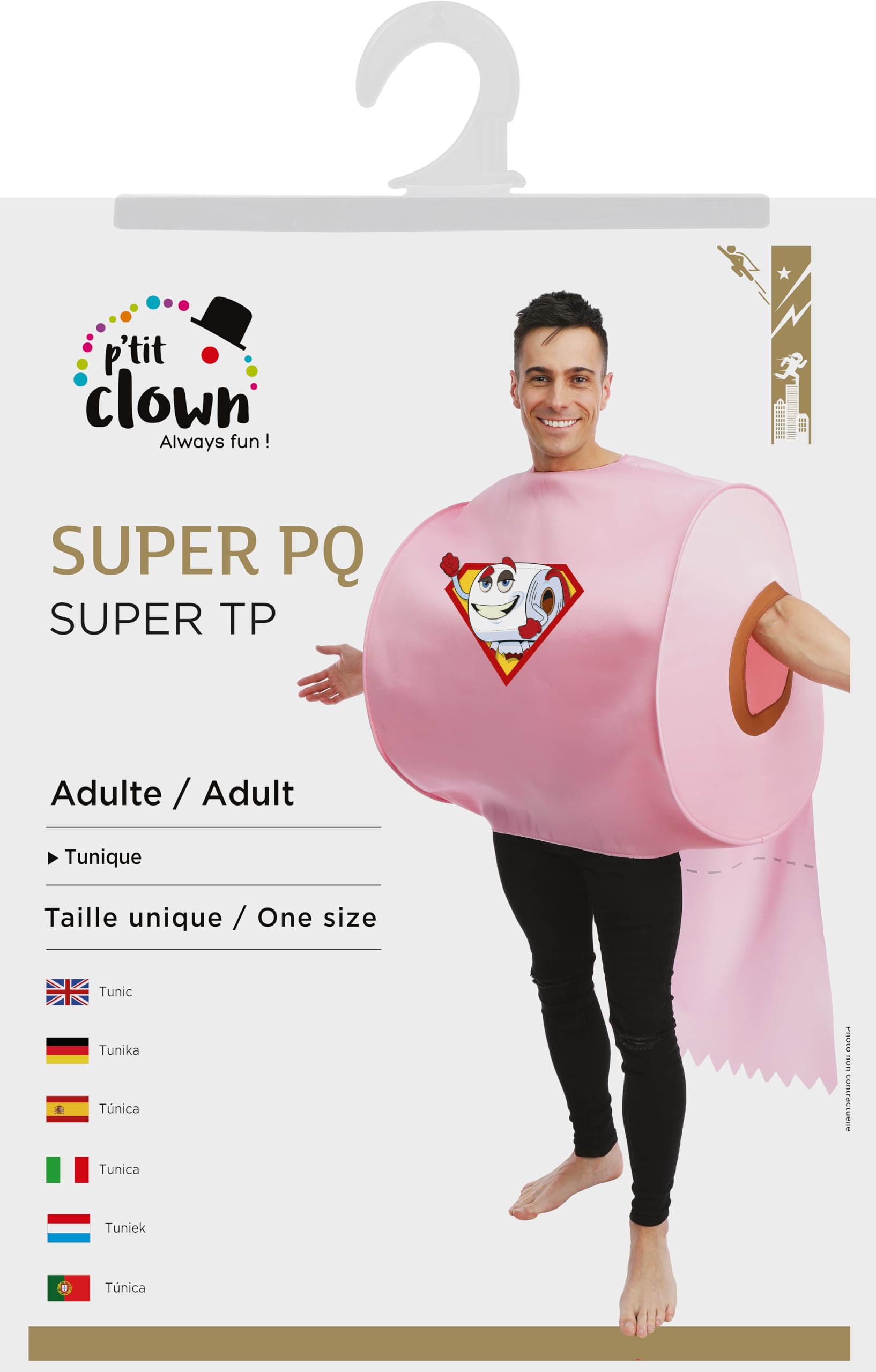 p-tit-clown-super-pq-erwachsenenkost-m-toilettenpapier-rolle-tunika-rosa-einheit image 6
