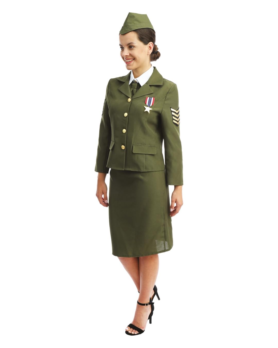 p-tit-clown-d-day-offizier-milit-r-kost-m-damen-us-army-uniform-gr-n-l-xl image 2