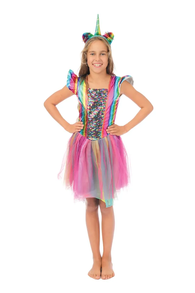 p-tit-clown-einhorn-kost-m-m-dchen-kleid-haarreif-prinzessin image 1