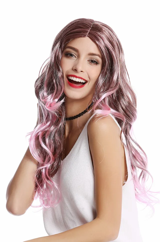 wig-me-up-91377-damenper-cke-lang-wellig-rosa-braun-gestr-hnt-mit-mittelscheitel image 1
