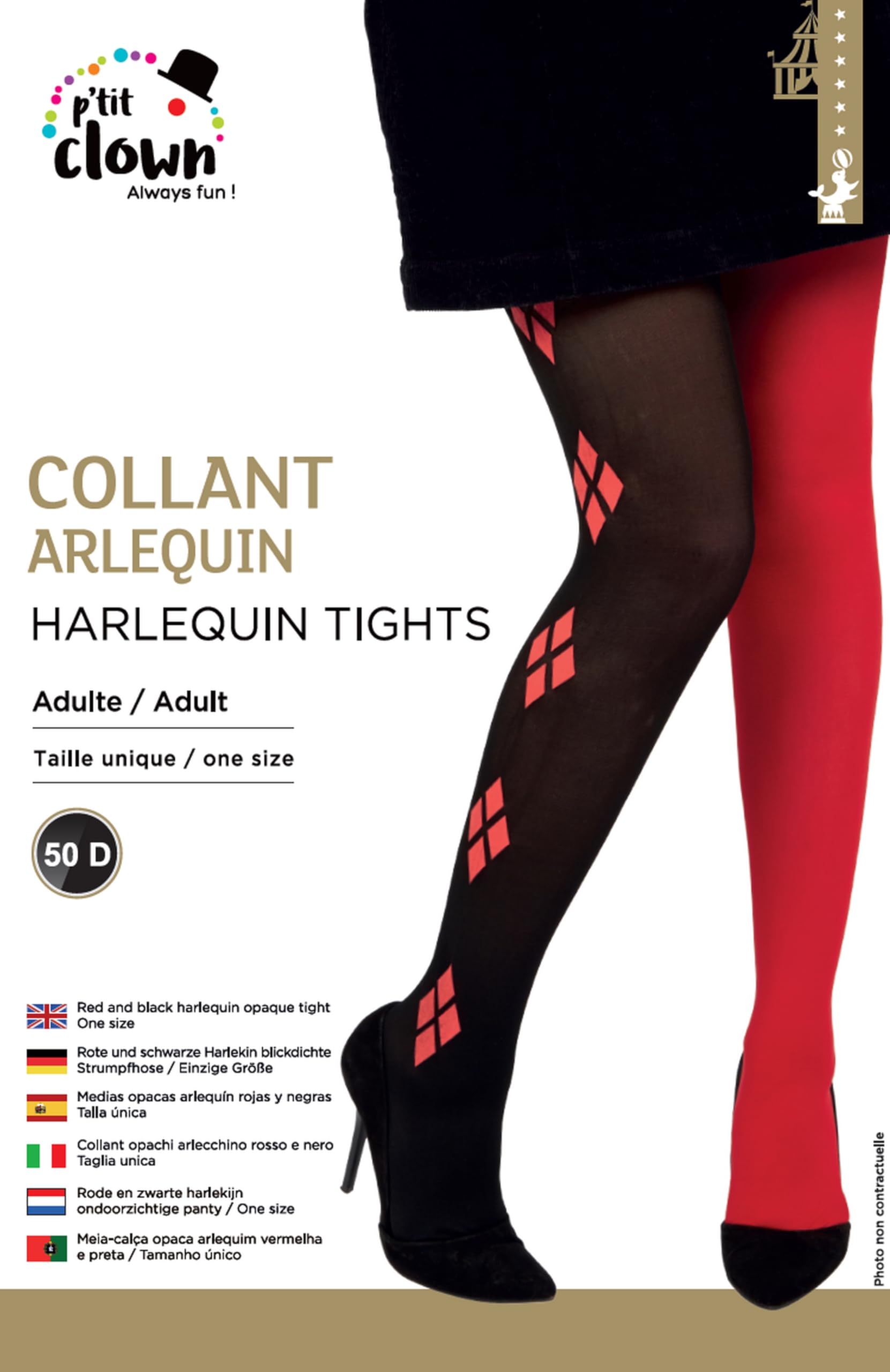 p-tit-clown-22165-harlekin-strumpfhose-rot-schwarz-blickdicht image 2