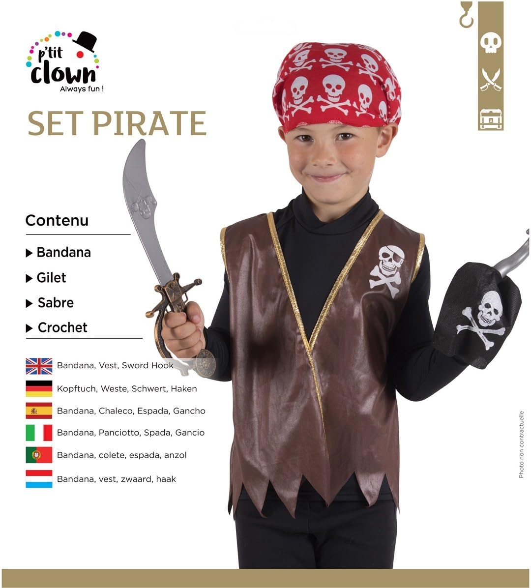 ptit-clown-piraten-zubeh-r-set-f-r-kinder-einheitsgr-e-dunkelbraun image 4